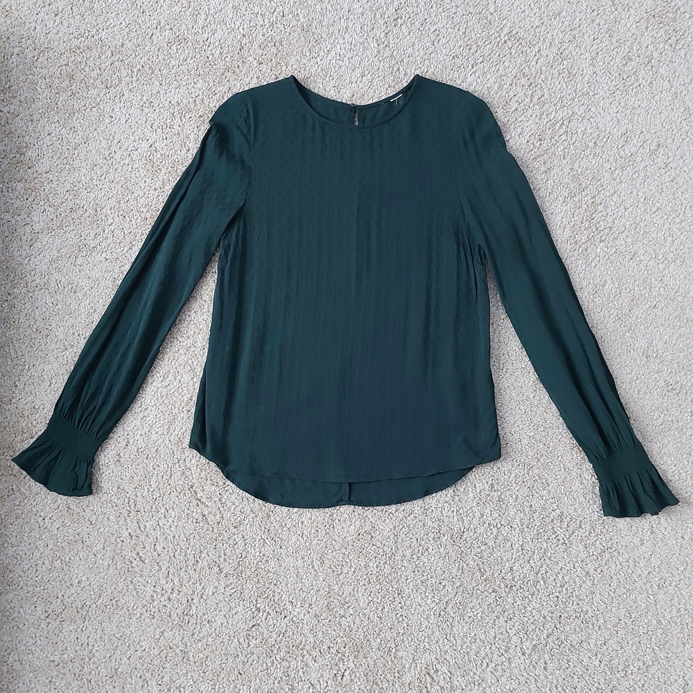 Dark Green Long Sleeve Top Blouse Viscose 2